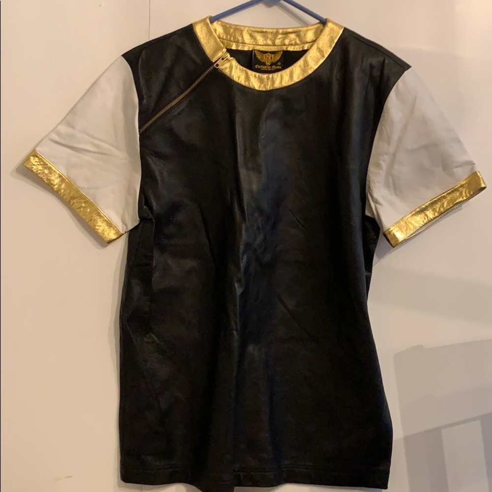 Exclusive Game Color Block Leather Tunic Size M